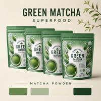 Sachets refermables personnalisés pour poudre de thé vert matcha avec logo – Vente en gros