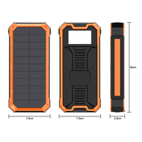 Batterie externe solaire étanche 20000mAh avec lumière LED, 3 ports USB, charge rapide, pour camping d'urgence, anti-poussière YD-888K