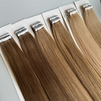 Extensions de cheveux adhésives de haute qualité, sans nœuds, sans perte de cheveux, Remy 100% cheveux humains, pour femmes blanches, ruban adhésif invisible