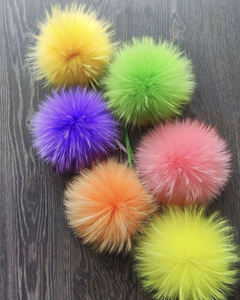 Pompones grandes de piel de mapache <span class=keywords><strong>real</strong></span> con lazo elástico para joyería de sombrero - Product Image 5