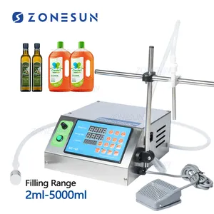 ZONESUN Diaphragm Pump Bottle Water Filler Semi-automatic Liquid Vial Filling Machine for Juice Beverage Oil Perfume