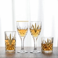 Luxe vintage geëmbosseerd wijnglas met lange steel, 300ml, loodvrij kristal, retro diamantpatroon, huishoudelijk, bruiloft, feest