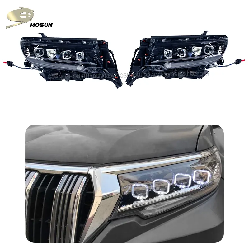 Mosun Auto 4x4 LED Head Lamp Front Head Light White Flow Light for Land Cruiser Prado Fj150 LC150 2018