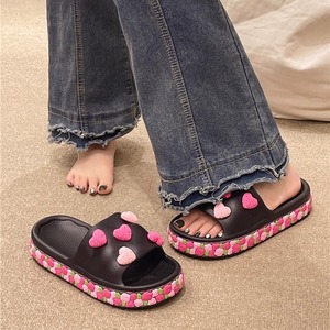 Pantuflas de Mujer con Diseño de Corazón y Flores, Suela Gruesa Antideslizante, para Verano, Moda para Usar en Interiores y Exteriores, Novedad 2026 - Product Image 3