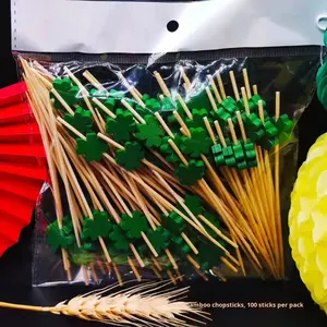 Brochetas Desechables de Bambú, Tenedores para Fruta, Brochetas para Cócteles, Creativas y Coloridas en Rojo/Amarillo, Palillos para Pastel, Provincia de Fujian, para Navidad/KTV - Product Image 4