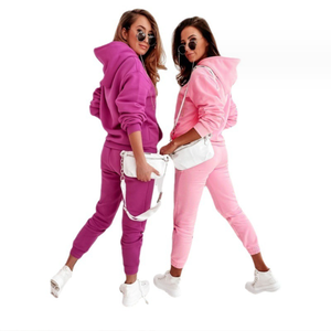Chándal rosa con logotipo en relieve, chándales de talla grande para mujer, 400 Gsm, Polar, algodón, joggers, entrenamiento, gimnasio, <span class=keywords><strong>ropa</strong></span> de Fitness - Product Image 2