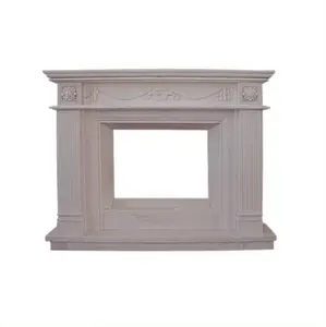 Natural Hot Sales Indoor Outdoor Customized Hotel House Decoration MFC100 French Style Beige Marble Mantels Fireplace