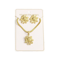 Conjunto de Joyería de Acero Inoxidable Vintage: Pendientes y Collar con Diseño Floral en Forma de Corazón, Accesorios Transfronterizos que No se Desvanecen