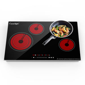 Table de cuisson électrique à 4 brûleurs de 30 pouces, 220-240 V, encastrable, 7200 W, en céramique, avec protection en verre et cadre métallique - Product Image 1