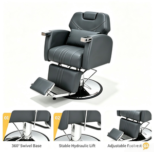 Sillón de Barbería Hidráulico, 360 °   Sillón <span class=keywords><strong>Reclinable</strong></span> Giratorio con Reposapiés Ajustable <span class=keywords><strong>para</strong></span> Barbería, Spa y Salón de Belleza - Product Image 5