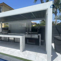Arches Arbours Kit de pergola Support surélevé Alliage d'aluminium Matériau PVC Supports en acier à revêtement en poudre Fonctionnement motorisé/manuel