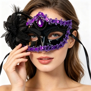 Masque de mascarade sexy en plastique bicolore pour femmes, masque de princesse en dentelle à fleurs, demi-masque pour fête, Halloween, <span class=keywords><strong>cosplay</strong></span> - Product Image 1