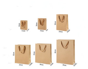 Sacs en papier kraft marron portables et recyclables pour la protection de l'environnement, avec poignées, couleur personnalisée, pour le commerce de gros - Product Image 5