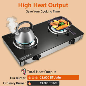 Professional Black Home Cooking Gas Cooktop 3 Burners Portable Electronic Ignition Cast Iron Surface Class a Energy Efficiency - Product Image 3