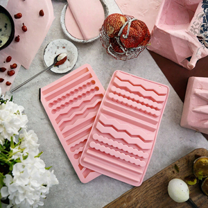 Moule à gâteau en silicone à 12 cavités, forme géométrique, réutilisable, pour résine, chocolat, bonbons, facile à démouler, rose - Product Image 2