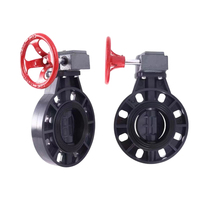 Vanne papillon industrielle en PVC-U à vis sans fin PN16, haute pression, raccord à bride, vanne de régulation d'eau, résistante aux produits chimiques