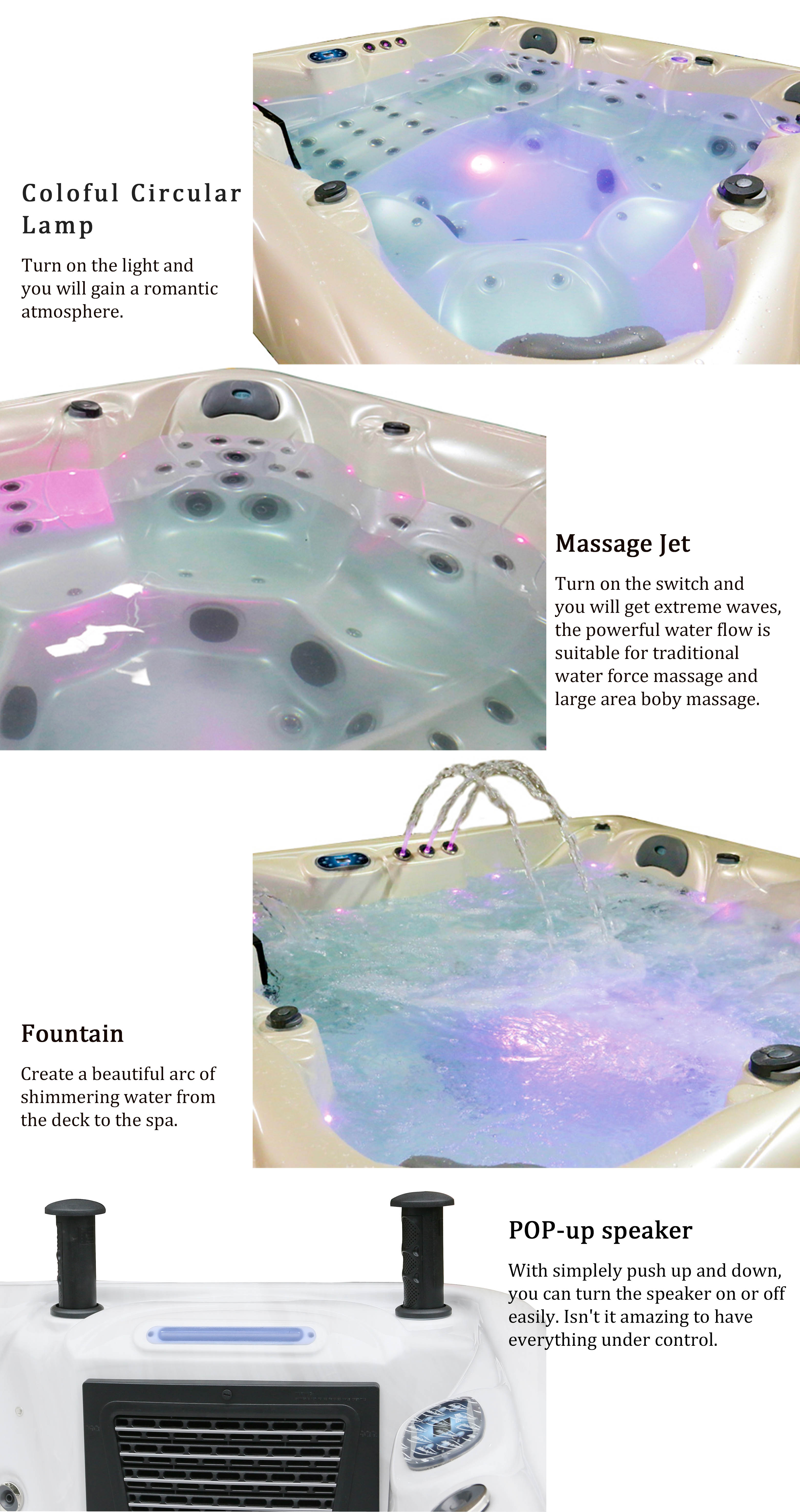 6 Seats Outdoor Spa Bathtub Massage Hot Tub For Sale With Speaker