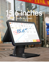 Software POS Cashcow de Uso Gratuito de por Vida, Máquina POS Android para Comercio Minorista y Restaurantes, Pantalla Dual de 15.6 Pulgadas, Android 11, Almacenamiento de 4+32 GB, RK3288