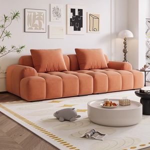 Sofá Rectangular Moderno <span class=keywords><strong>de</strong></span> Terciopelo <span class=keywords><strong>con</strong></span> Botones, para Apartamentos Pequeños, Color Crema, <span class=keywords><strong>con</strong></span> Brazos Rectos Tipo Teclado <span class=keywords><strong>de</strong></span> Piano, Sofá Perezoso <span class=keywords><strong>con</strong></span> Relleno <span class=keywords><strong>de</strong></span> Esponja - Product Image 2