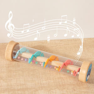 Jouet pluieuse en bois - <span class=keywords><strong>Tube</strong></span> sonore rotatif pour bébés, instrument musical sensoriel Montessori pour l'éducation précoce - Product Image 4