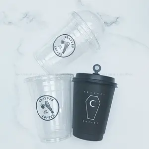 Copo de plástico reutilizável eco de 24 32 oz, copo reutilizável de plástico da bolha do chá dos pp da bolha do milkshake da cor do eco com tampa dome