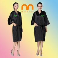 Vente flash : Robe kimono personnalisée avec logo imprimé et brodé, robe de salon de beauté en soie douce personnalisée, unisexe, pour spa, barbier, coiffeur
