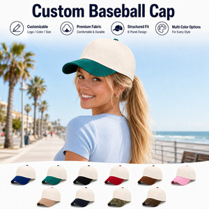 Gorra de Béisbol Personalizada de 5 Paneles, Ajustable, Unisex, Diseño Sólido en Color de Contraste, 100% Poliéster, Transpirable e Impermeable - Product Image 1
