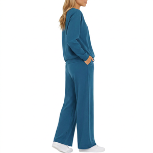 Ensemble décontracté deux pièces : Sweat à capuche et pantalon de survêtement personnalisé, coupe régulière, épaules tombantes, léger, unisexe, couleur unie, écoresponsable - Product Image 4