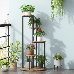 Support de fleurs rond en bois bon marché à 5 couches, grand support de fleurs, étagère de plantes, support de pot de fleurs, présentoir - Product Image 3