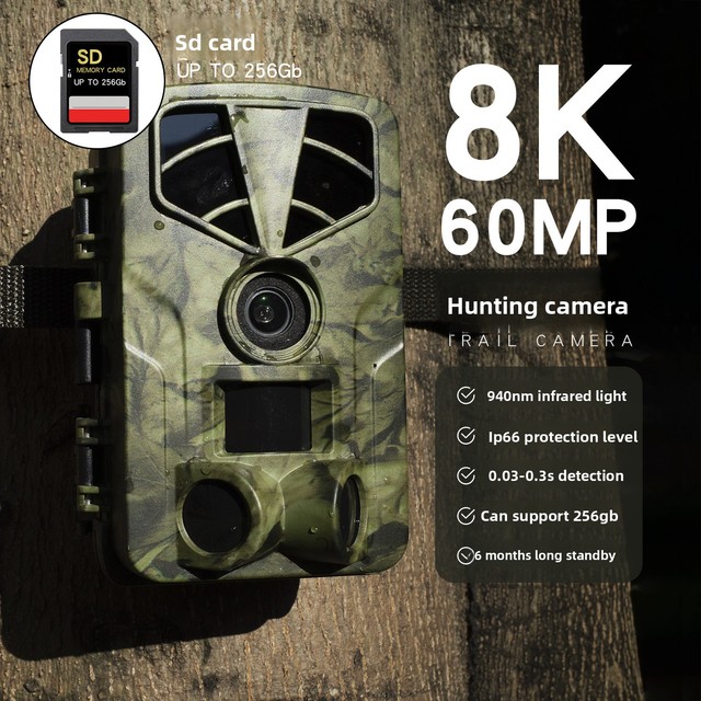 2025 New 5K Infrared Camera MP4 Home Security Animal Tracking 60MP WiFi Waterproof Type C