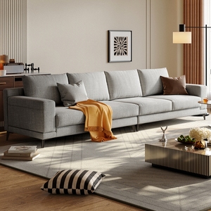 Juego de Sofás de Tela de Lino para Apartamentos Pequeños, Diseño Moderno, Patas y Respaldo Altos, Funda Totalmente Extraíble y Lavable, <span class=keywords><strong>Chaise</strong></span> <span class=keywords><strong>Longue</strong></span> - Product Image 1