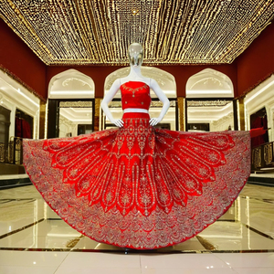 Luxury Zarna 16 Kali Net Lehenga Full Jarkan Stone Mirror Shisha Glitter Embroidered Semi-Stitched <b>Flare</b> Indian Pakistani Bridal - Product Image 1