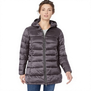 Dark Grey <b>Long</b> Hooded <b>Puffer</b> Jacket Zip Up Winter <b>Coat</b> Dark grey hooded <b>puffer</b> jacket <b>Long</b> winter <b>coat</b> - Product Image 1
