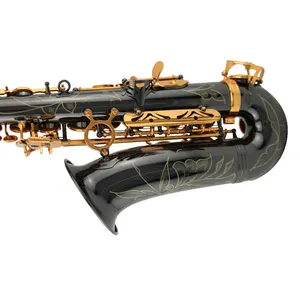Saxophone Black Nickel Plate Body Gold Lacquer Key Professional Chinese Sax Alt Lus Weman Alto Saxophone
