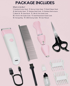 เครื่องตัดขนสัตว์เลี้ยงแบบมืออาชีพ 4-in-1 ชาร์จไฟได้ ปลอดภัยสำหรับสุนัขและแมว ไร้สาย เป็นมิตรกับสิ่งแวดล้อม ชุดอุปกรณ์กรูมมิ่งสำหรับใช้ในบ้าน - Product Image 2