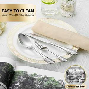 Ensemble de couverts <span class=keywords><strong>en</strong></span> acier inoxydable de luxe pour hôtel, style baroque vintage rétro doré royal pour mariage - Product Image 4