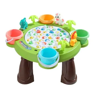 Hot Selling Multifunctional Electric Fishing Platform Toys Kids Simulation Rotating Fishing Table Game With Music