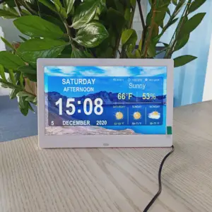 अच्छी गुणवत्ता 10 इंच के लिए दुनिया भर में समय मौसम स्टेशन डिजिटल घड़ी एलईडी डिजिटल फोटो वीडियो फ्रेम प्रदर्शन