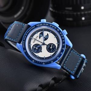 2025 luxe Quartz hommes montre femme mode chronographe à Six aiguilles avec lune <span class=keywords><strong>Mission</strong></span> espace thème Style Simple cadran en verre fenêtre - Product Image 4