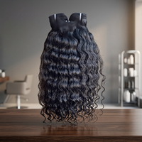 Rambut Manusia Bergelombang Water Wave 14 Inch Remy India Hitam Alami Ekstensi Double Weft Double Drawn Bebas Bahan Kimia