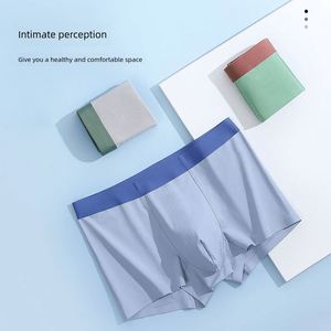 Men's Trendy Personality Cotton <b>Boxer</b> Shorts Mid-Rise Breathable Knitted Underwear with Contrast Design Waist Logo Comfortable - Product Image 2