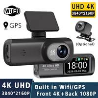 Caméra embarquée WiFi double objectif 4K 2160P avant et 1080P arrière 140° °   Mini caméra de voiture F2.0 V22C à fixation sur pare-brise