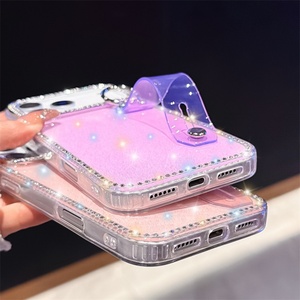 Funda de lujo con diamantes y purpurina de TPU para iPhone 17 Air 16 15 Pro Max, con soporte DIY y cubierta trasera transparente para la lente - Product Image 6