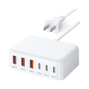 Cargador de Pared USB-C de 100W y 6 Puertos con Cable, 3 Puertos USB-C + 3 Puertos USB-A, Carga Rápida para iPhone, MacBook, iPad y Otros Dispositivos, Enchufe Europeo - Product Image 2