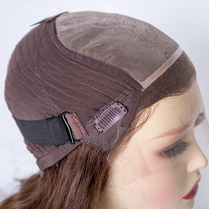 Peluca de Cabello Virgen Ruso Color Castaño con Raíz Rubia, Mono Top, con Encaje Frontal HD de 1 Pulgada, Sin Pegamento, Doble Trama, Ondas Naturales Largas - Product Image 1