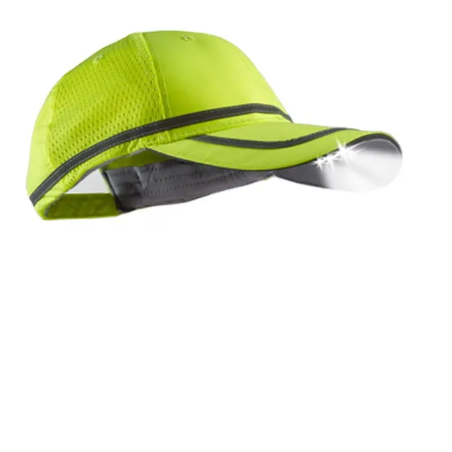 Gorra de béisbol deportiva con luces LED, gorra de béisbol deportiva verde fluorescente personalizable para correr, acampar y pescar