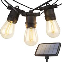 Ampoule LED à filament S14 E26/E27, guirlande lumineuse solaire, guirlande de Noël pour patio, étanche IP65, pour extérieur, à suspendre/à fixer, avec prises