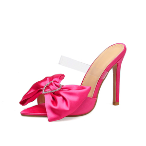 New Hot Selling 2023 European and American New <b>Bow</b> High Heel Muller Shoes Size 35-42 - Product Image 5