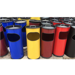 Cendrier et poubelle ménager écologique en acier inoxydable avec revêtement en poudre rouge, à dessus ouvert, avec support pour cendres et cendrier à cigarettes - Product Image 2