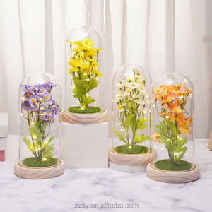Lampe de nuit décorative LED en forme de dôme avec fausse marguerite, cadeau pour la Saint-Valentin, anniversaire, mariage, vente en gros - Product Image 1